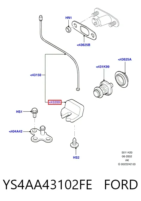 Zamek klapy bagażnika (3/5 drzwi tylnych) YS4AA43102FE Ford