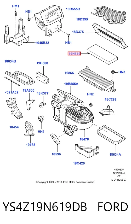 Filtr kabiny YS4Z19N619DB Ford