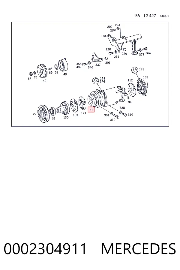 Sprężarka klimatyzacji 0002304911 Mercedes