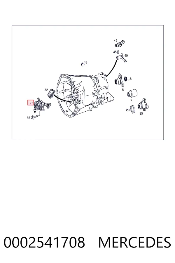 Cylinder roboczy sprzęgła (wysprzęglik) w komplecie z łożyskiem wyciskowym 0002541708 Mercedes