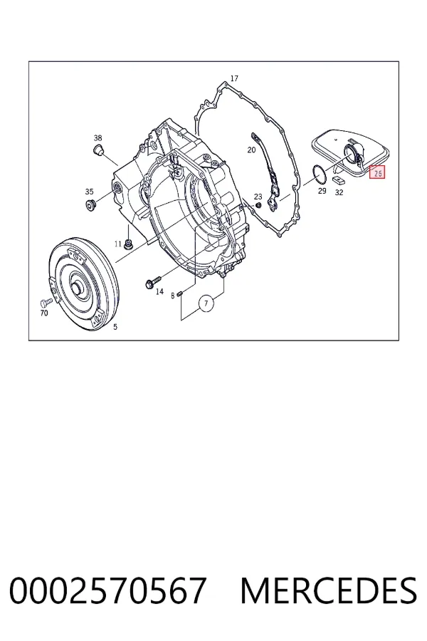 Filtr automatycznej skrzyni biegów 0002570567 Mercedes