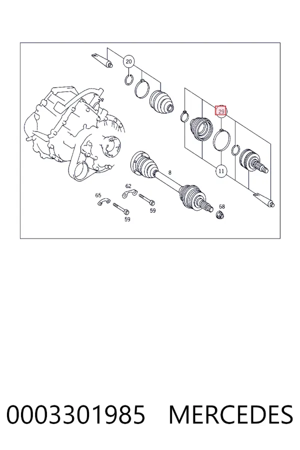 Osłona przegubu homokinetycznego półosi przedniej zewnętrzna 0003301985 Mercedes