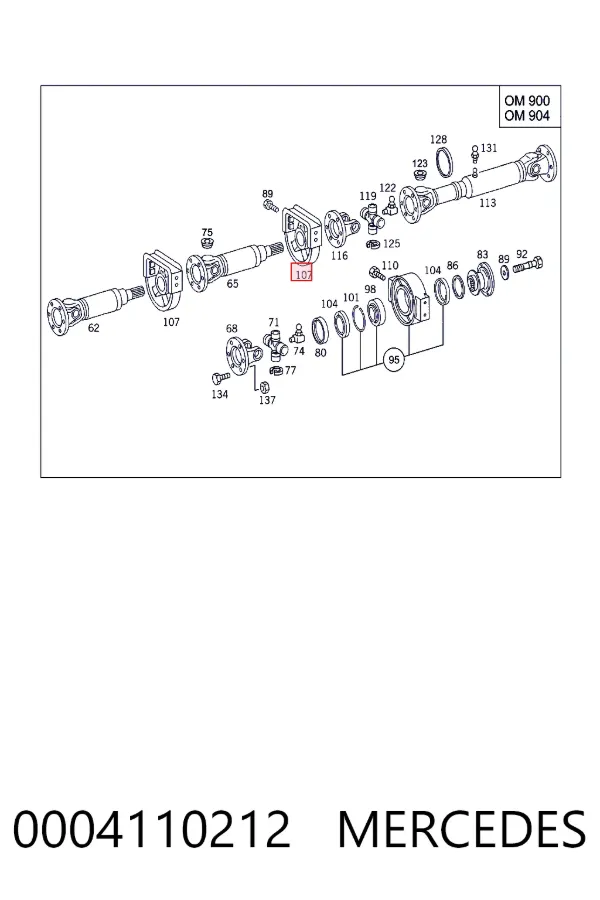 Łożysko podwieszane wału Cardana 0004110212 Mercedes