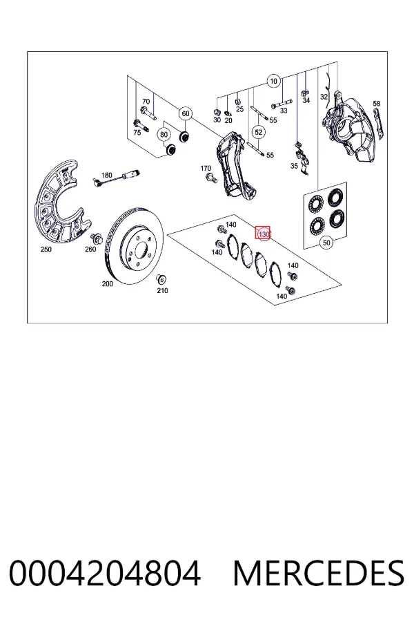 Klocki hamulcowe przednie tarczowe 0004204804 Mercedes