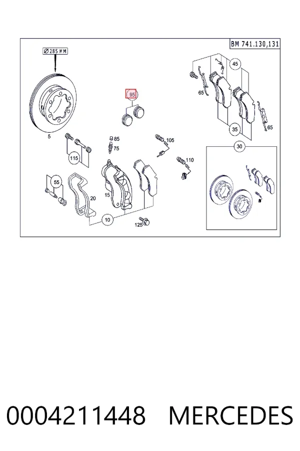 Zestaw naprawczy zacisku hamulcowego przedniego 0004211448 Mercedes