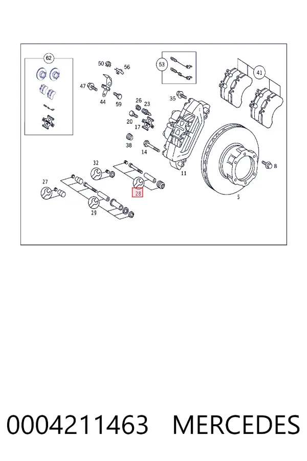 Zestaw naprawczy zacisku hamulcowego przedniego 0004211463 Mercedes
