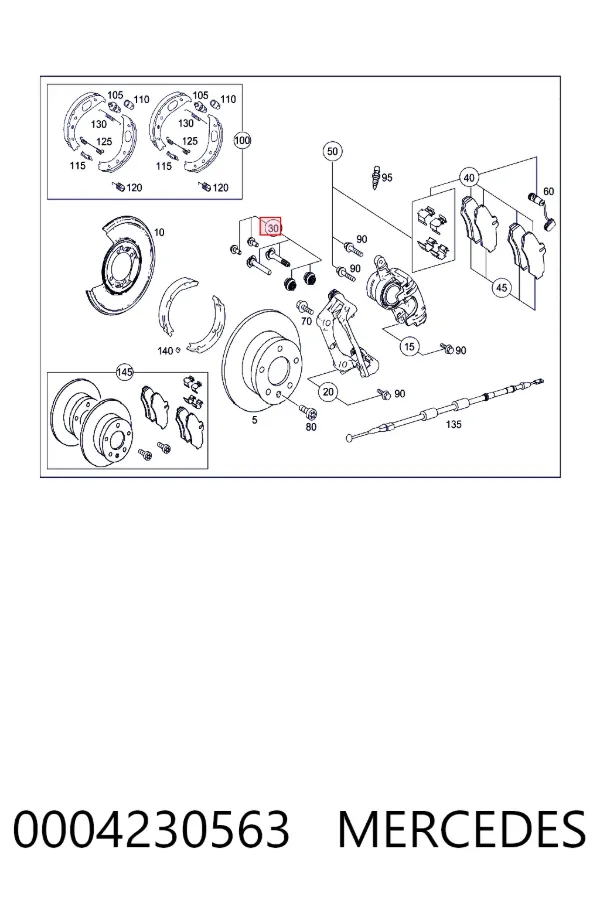 Zestaw naprawczy zacisku hamulcowego tylnego 0004230563 Mercedes