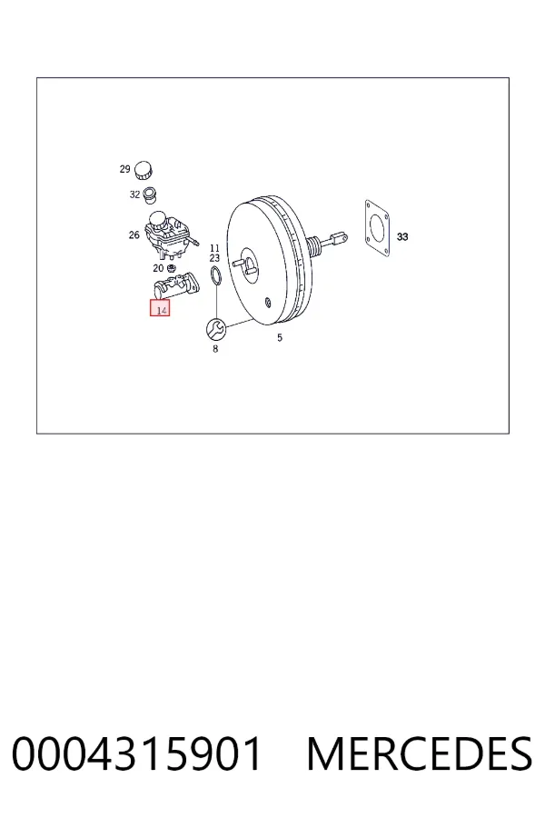 Główny cylinder hamulców 0004315901 Mercedes