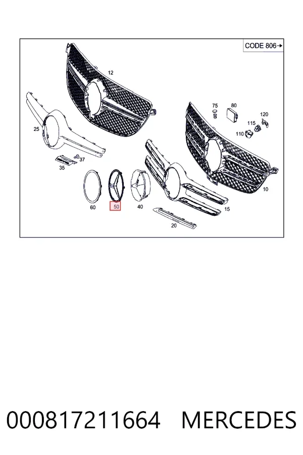 Emblemat na atrapę chłodnicy 000817211664 Mercedes