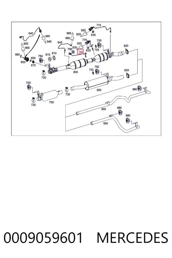 Czujnik temperatury spalin, po katalizatorze 0009059601 Mercedes