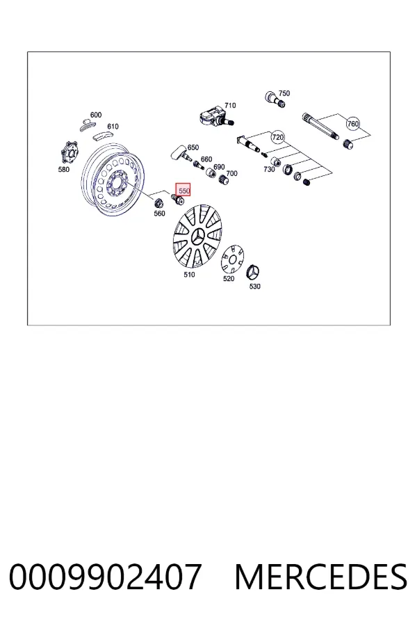 Śruba koła 0009902407 Mercedes