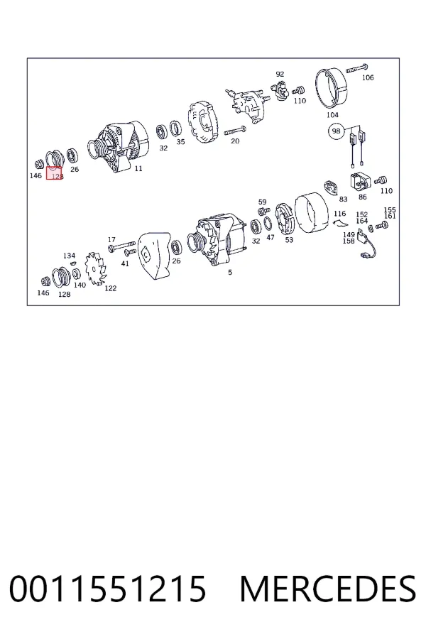 Koło pasowe alternatora 0011551215 Mercedes