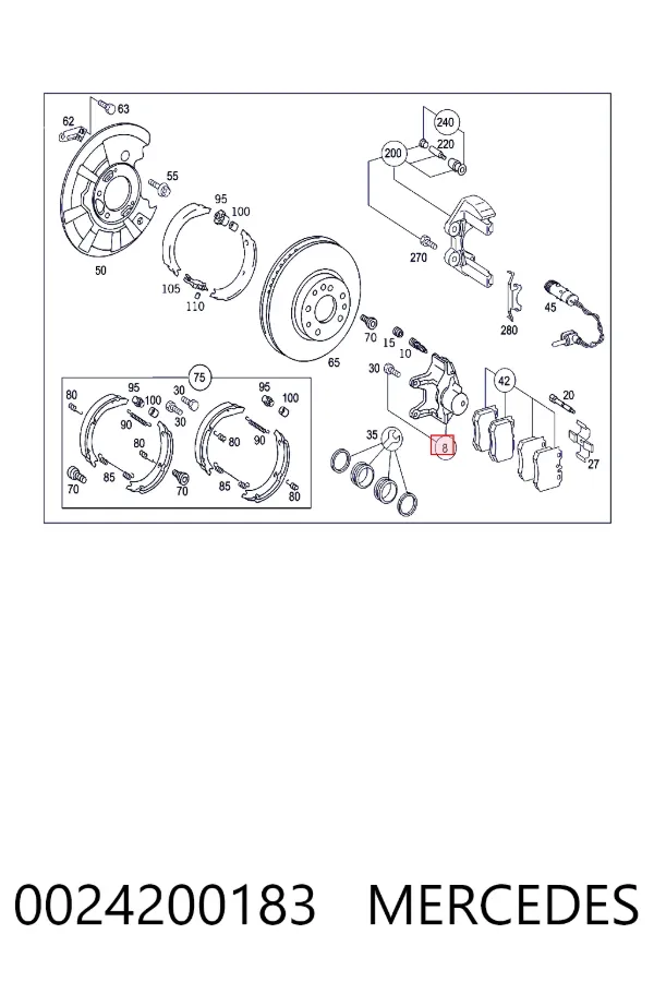 Zacisk hamulcowy tylny lewy Mercedes S W220