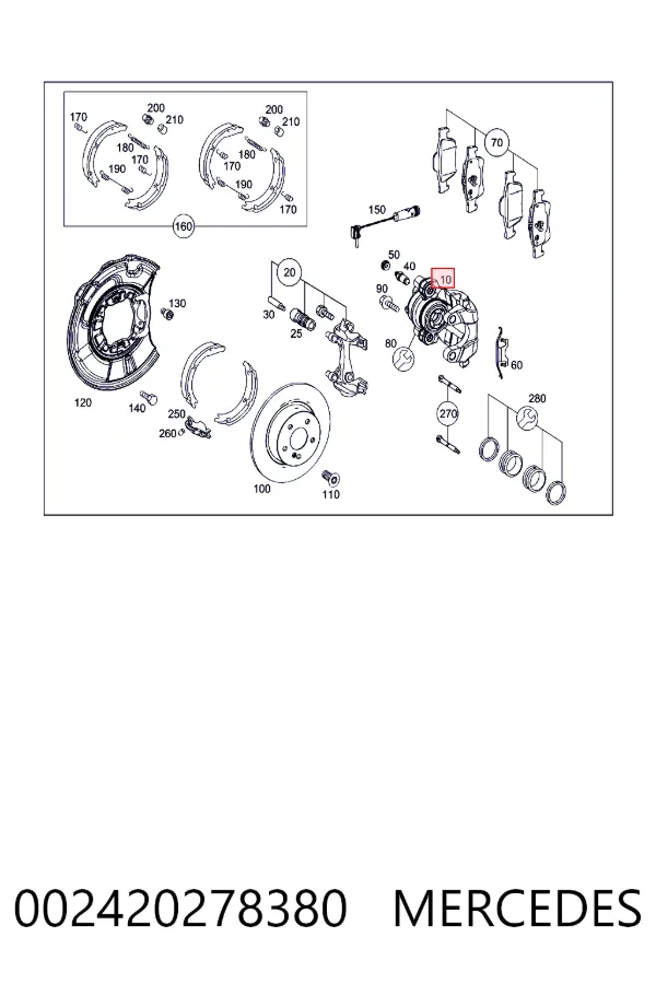 Zacisk hamulcowy tylny lewy 002420278380 Mercedes