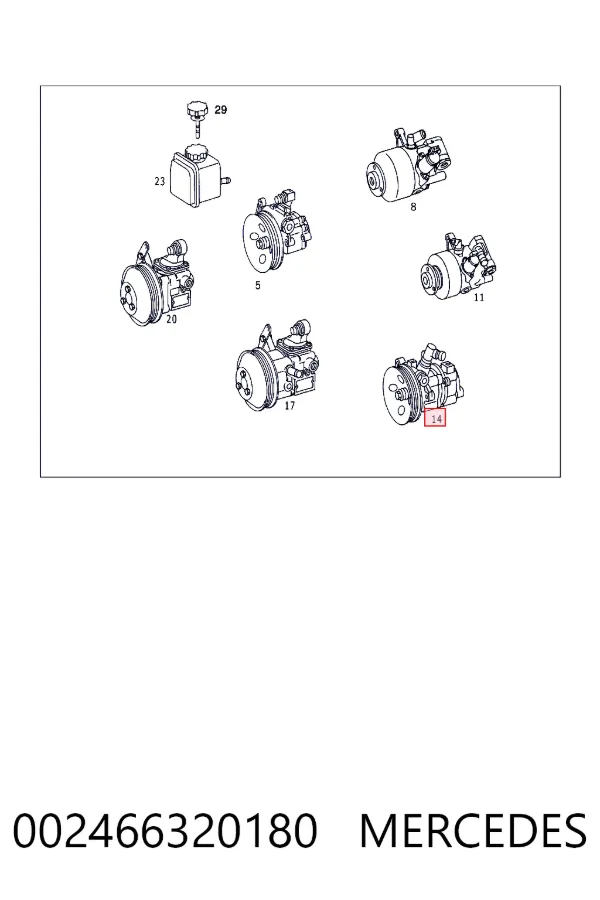 Pompa wspomagania hydraulicznego kierownicy 002466320180 Mercedes