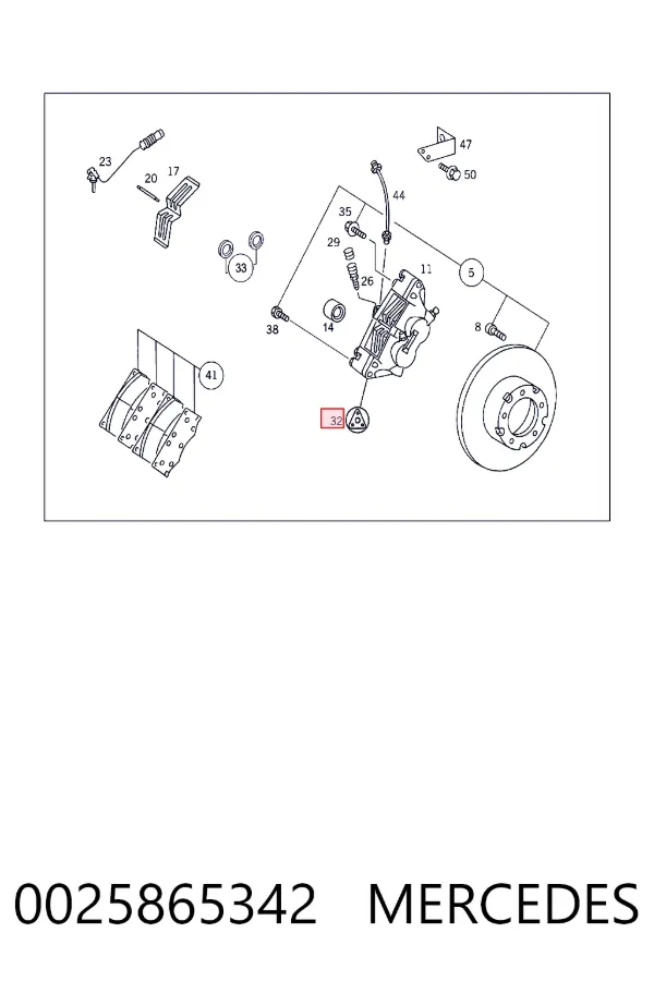 Zestaw naprawczy zacisku hamulcowego przedniego 0025865342 Mercedes