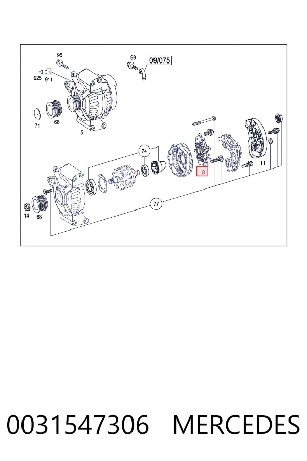 Regulator alternatora (przekaźnik ładowania) 0031547306 Mercedes