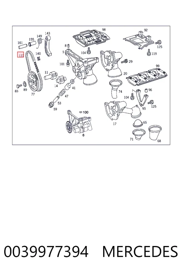 Łańcuch pompy oleju 0039977394 Mercedes