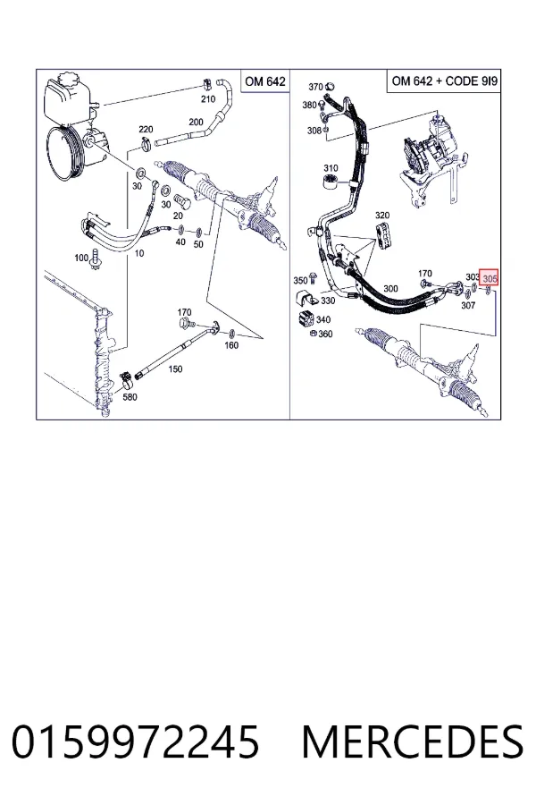 Pierścień uszczelniacza króćca maglownicy 0159972245 Mercedes
