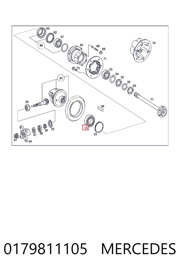Łożysko dyferencjału mostu tylnego 0179811105 Mercedes
