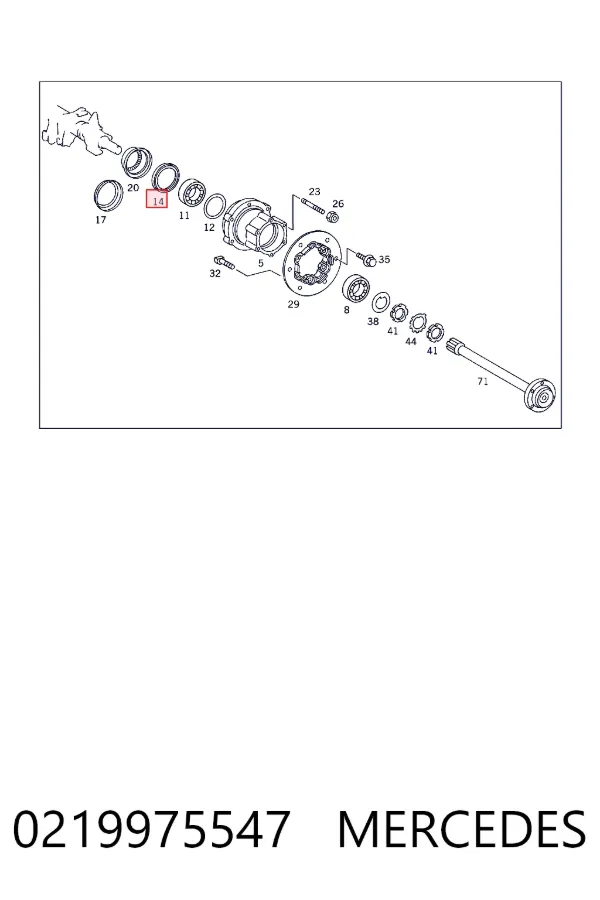 Uszczelniacz półosi mostu tylnego 0219975547 Mercedes