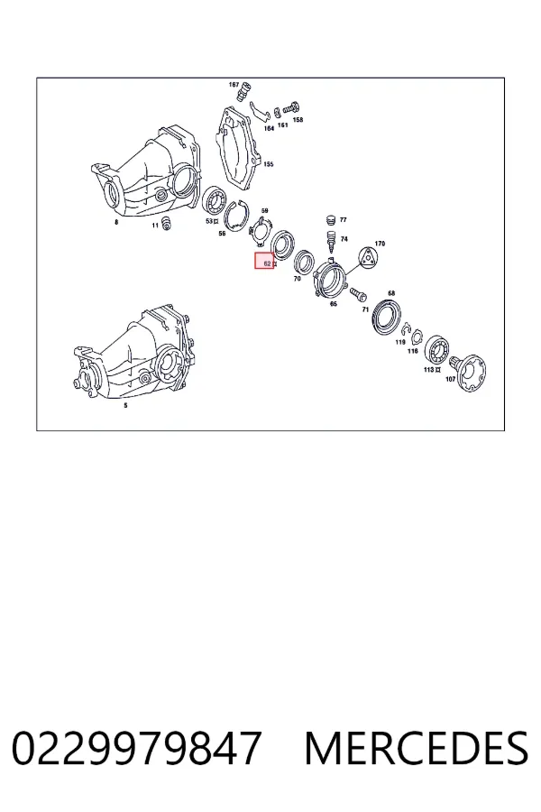 Uszczelniacz półosi mostu tylnego wewnętrzny 0229979847 Mercedes