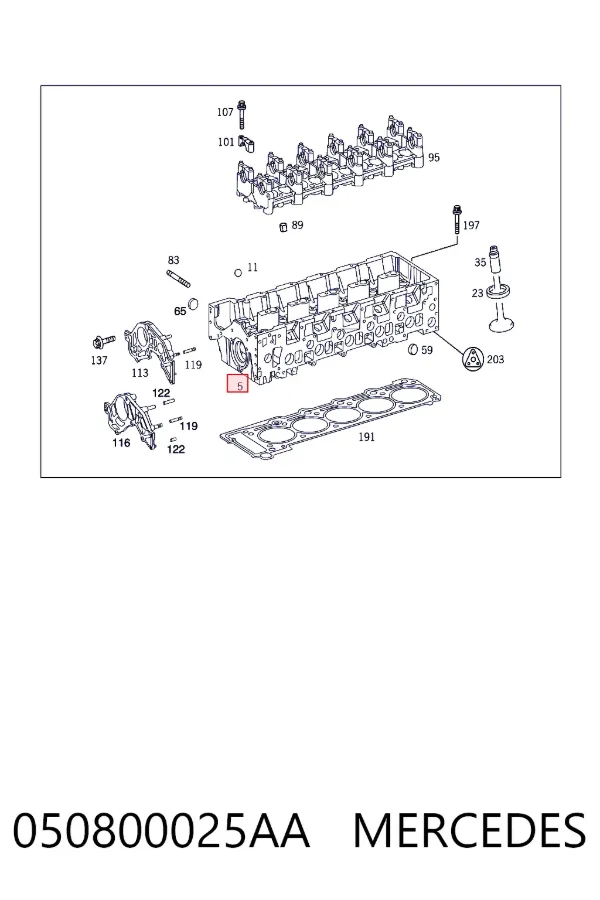 Głowica cylindrów 050800025AA Mercedes