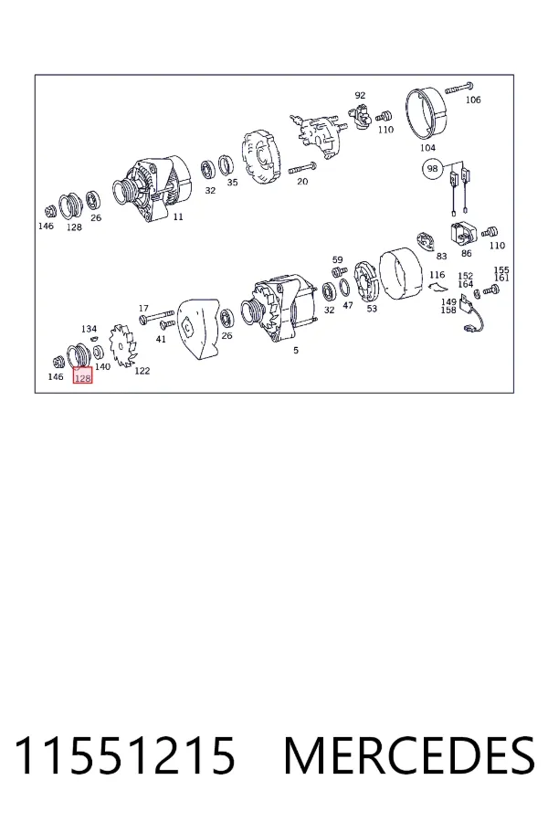 Koło pasowe alternatora 11551215 Mercedes