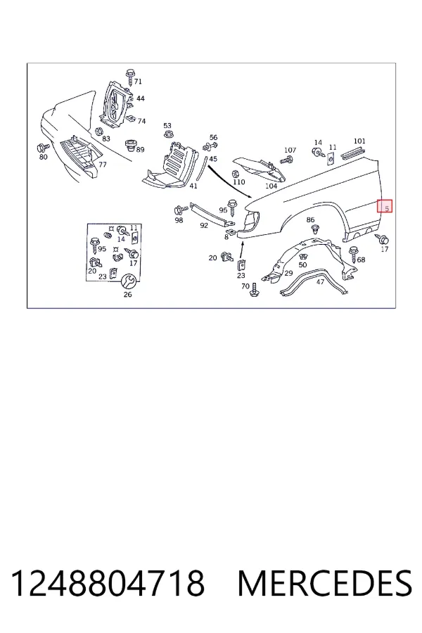 Błotnik przedni lewy 1248804718 Mercedes