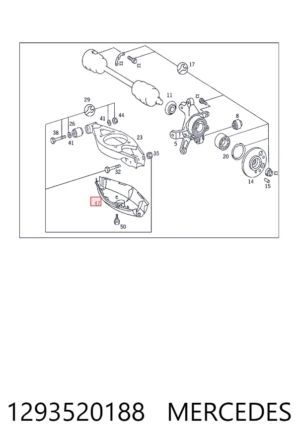 Ochrona dolnego wahacza tylnego 1293520188 Mercedes