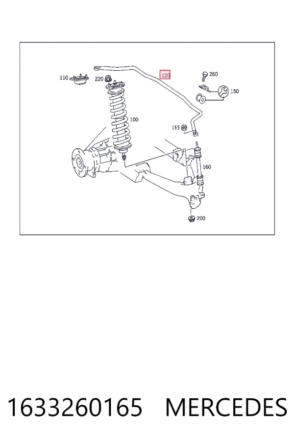Stabilizator tylny Mercedes ML/GLE W163