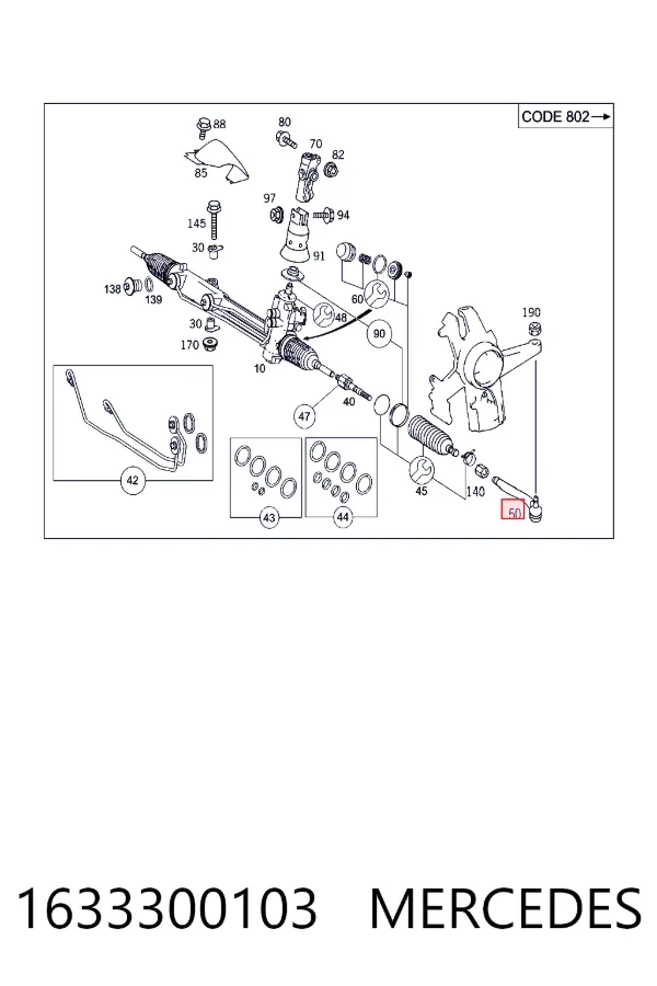 Końcówka drążka kierowniczego zewnętrzna 1633300103 Mercedes