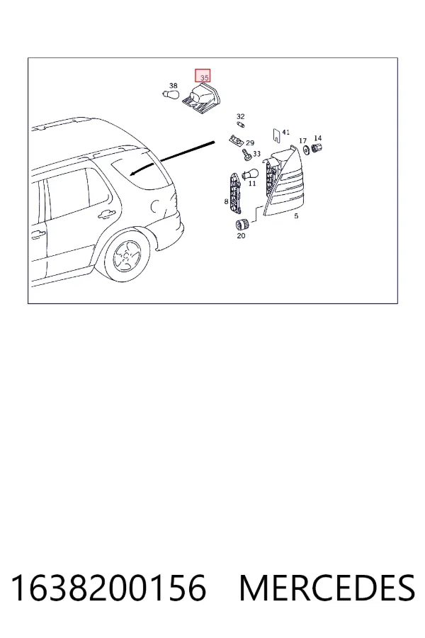 Lampa stop tylna dodatkowa Mercedes ML/GLE W163