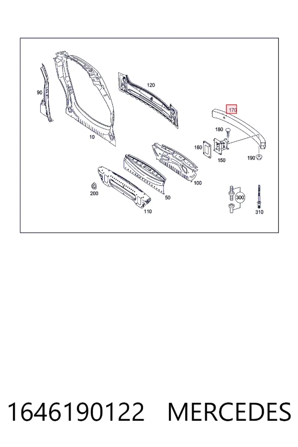 Wzmocnienie zderzaka tylnego Mercedes ML/GLE W164