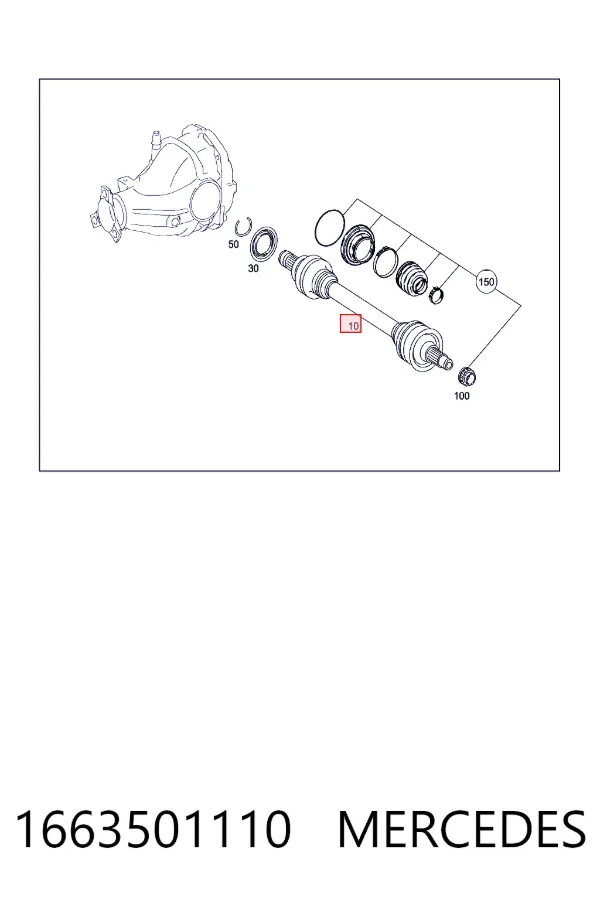 Półoś tylna 1663501110 Mercedes