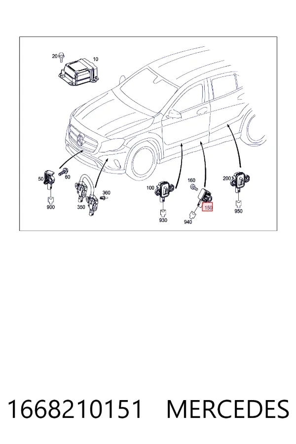 Czujnik AIRBAG przedni 1668210151 Mercedes