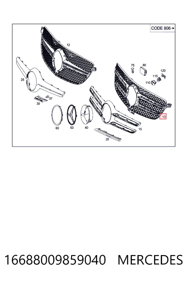 Atrapa chłodnicy 16688009859040 Mercedes