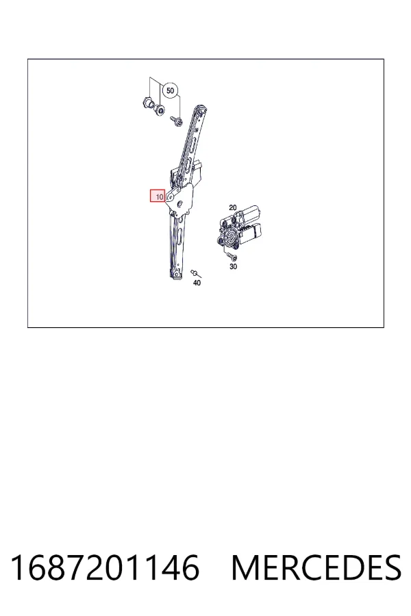 Mechanizm podnoszenia szyby drzwi przednich lewych 1687201146 Mercedes
