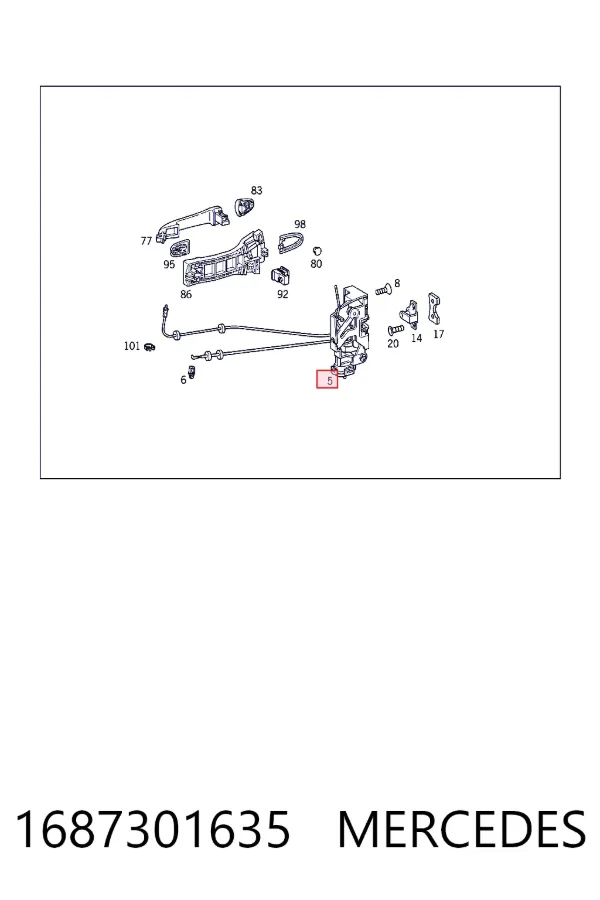 Zamek drzwi tylnych prawych 1687301635 Mercedes