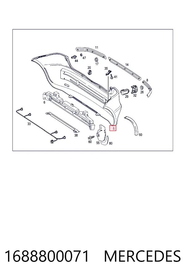 Zderzak tylny 1688800071 Mercedes