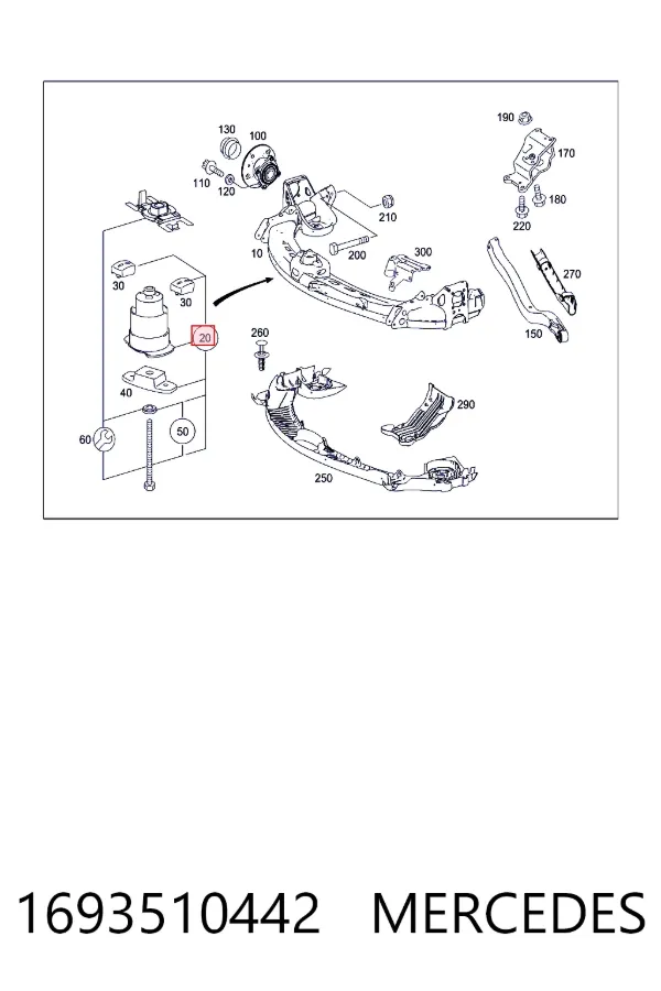 Silentblock tylnej belki 1693510442 Mercedes