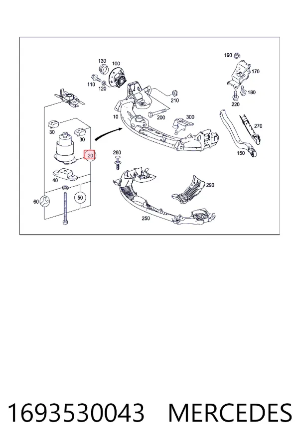 Silentblock tylnej belki 1693530043 Mercedes