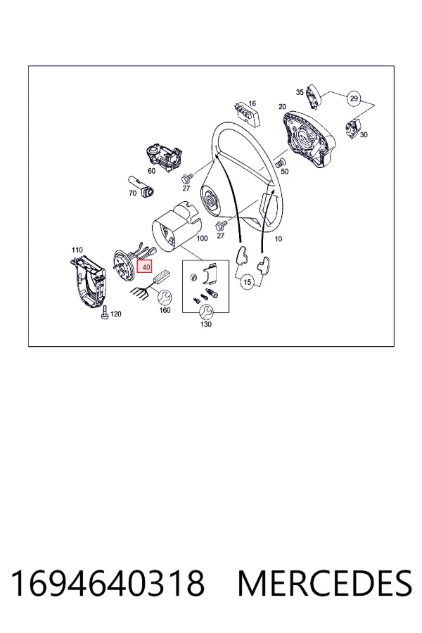 Pierścień kontaktowy AIRBAG, taśma kierownicy 1694640318 Mercedes