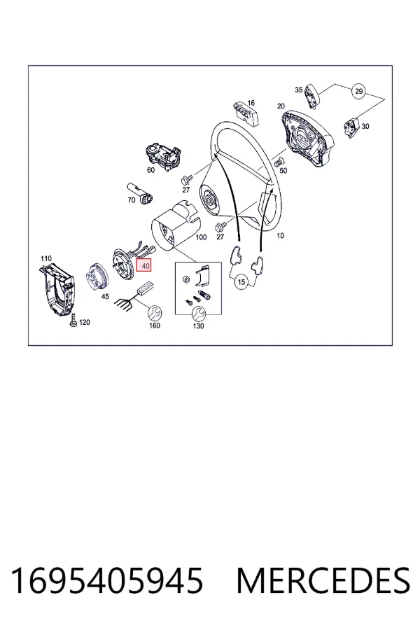 Pierścień kontaktowy AIRBAG, taśma kierownicy 1695405945 Mercedes