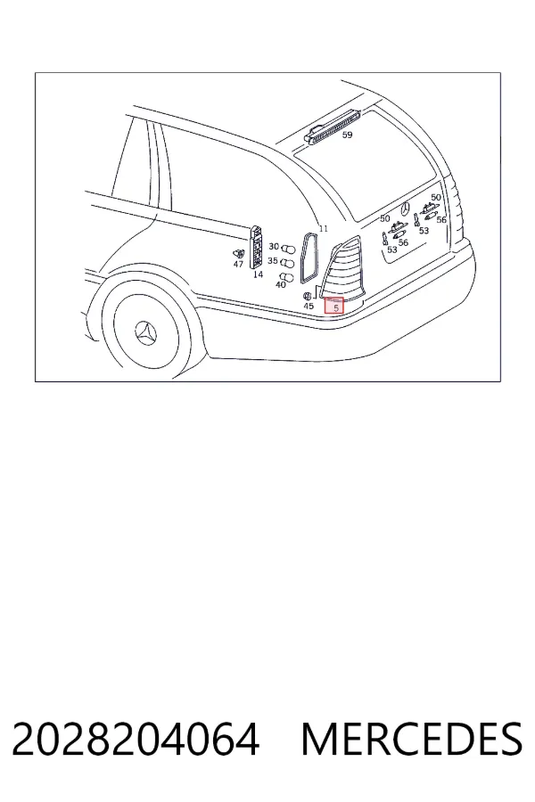Lampa zespolona tylna prawa Mercedes C S202