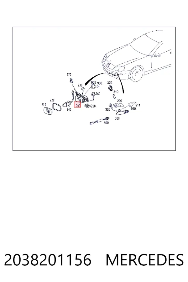 Lampa przeciwmgielna lewa 2038201156 Mercedes