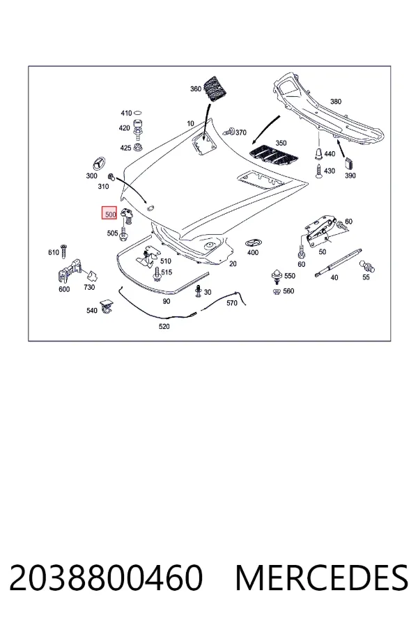 Zamek maski 2038800460 Mercedes