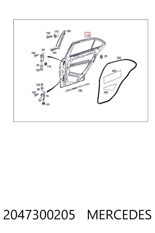 Drzwi tylne prawe Mercedes C W204