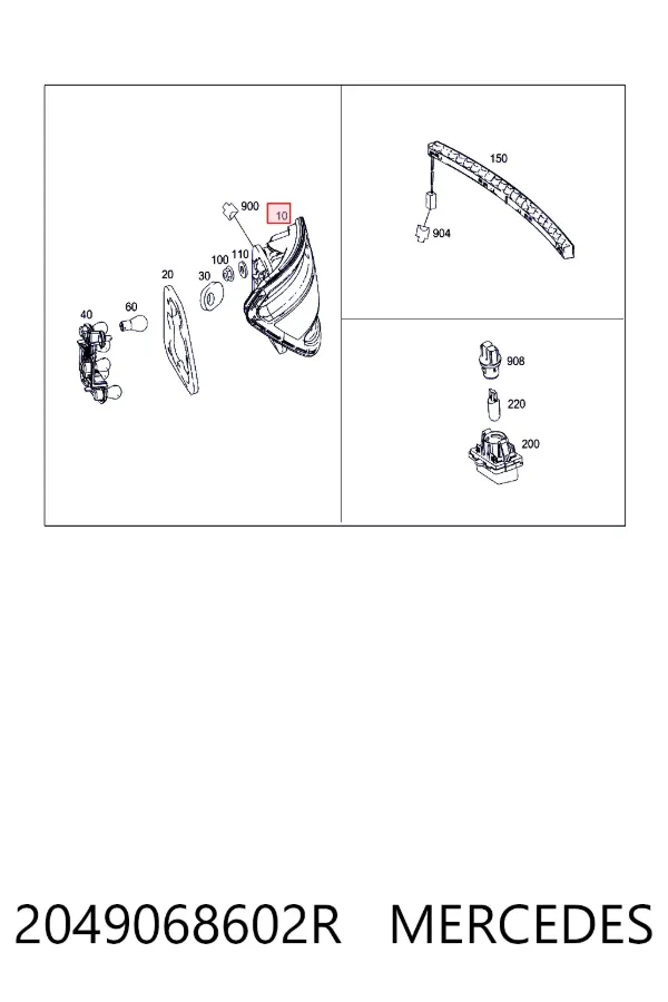 Lampa zespolona tylna prawa 2049068602R Mercedes