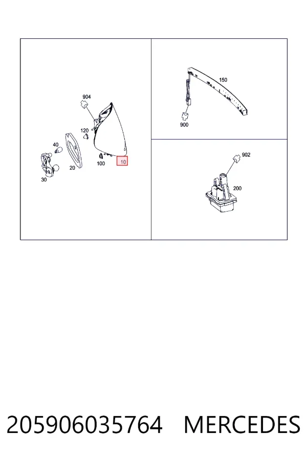 Lampa zespolona tylna lewa 205906035764 Mercedes